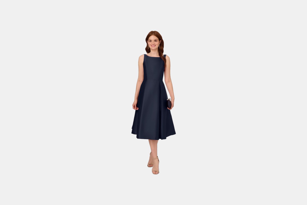 Adrianna Papell Sleeveless Mikado Fit & Flare Midi Dress