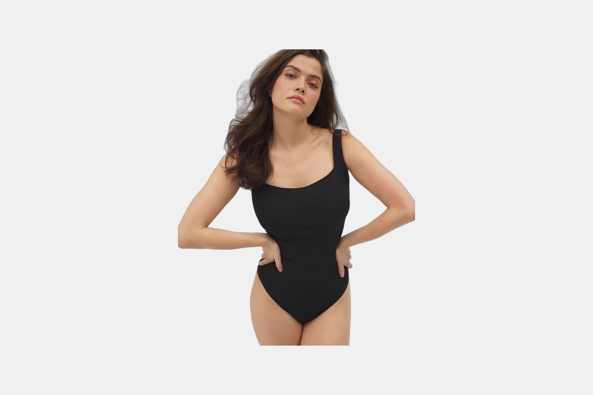 Bleu Rod Beattie Square Neck Ribbed One-Piece