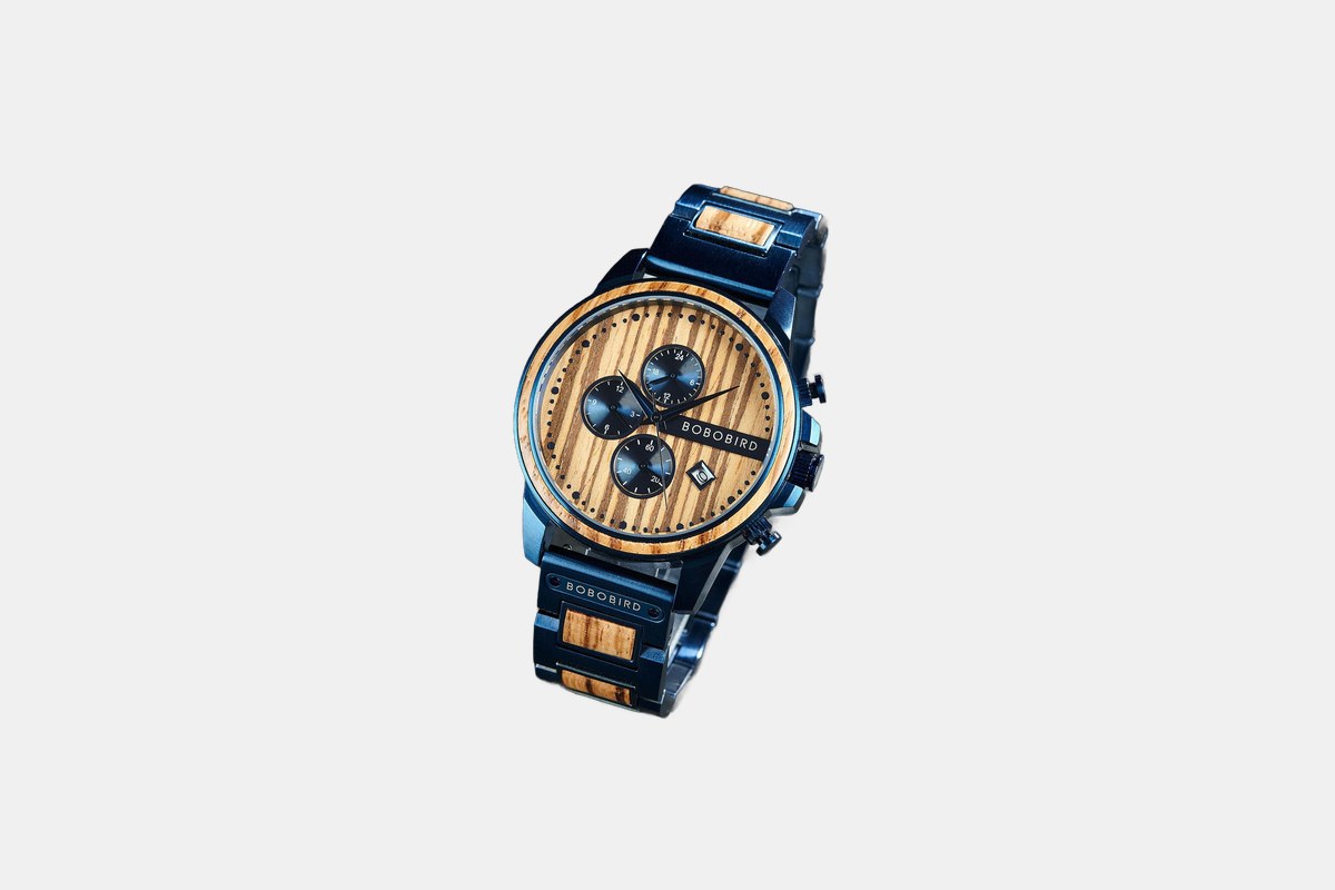 Bobo Bird Zebrawood Chronograph Watch
