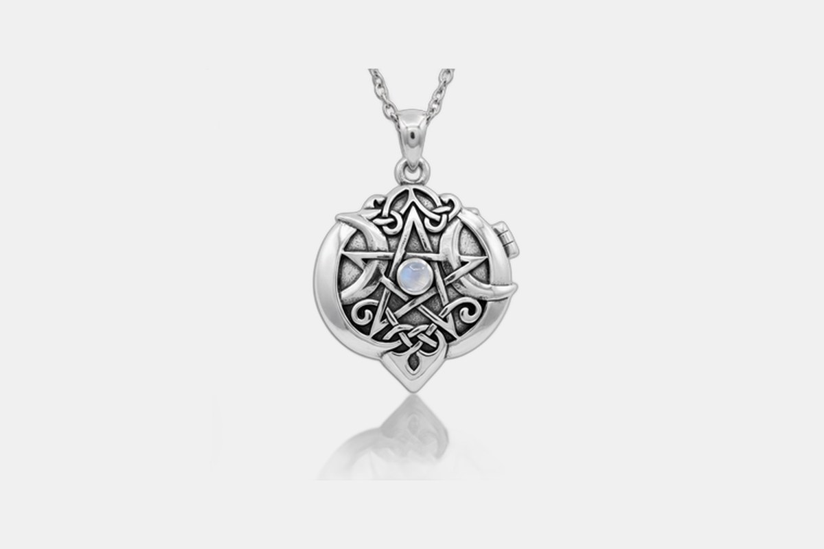 Moonlight Mysteries Sterling Silver Heart Pentacle Necklace