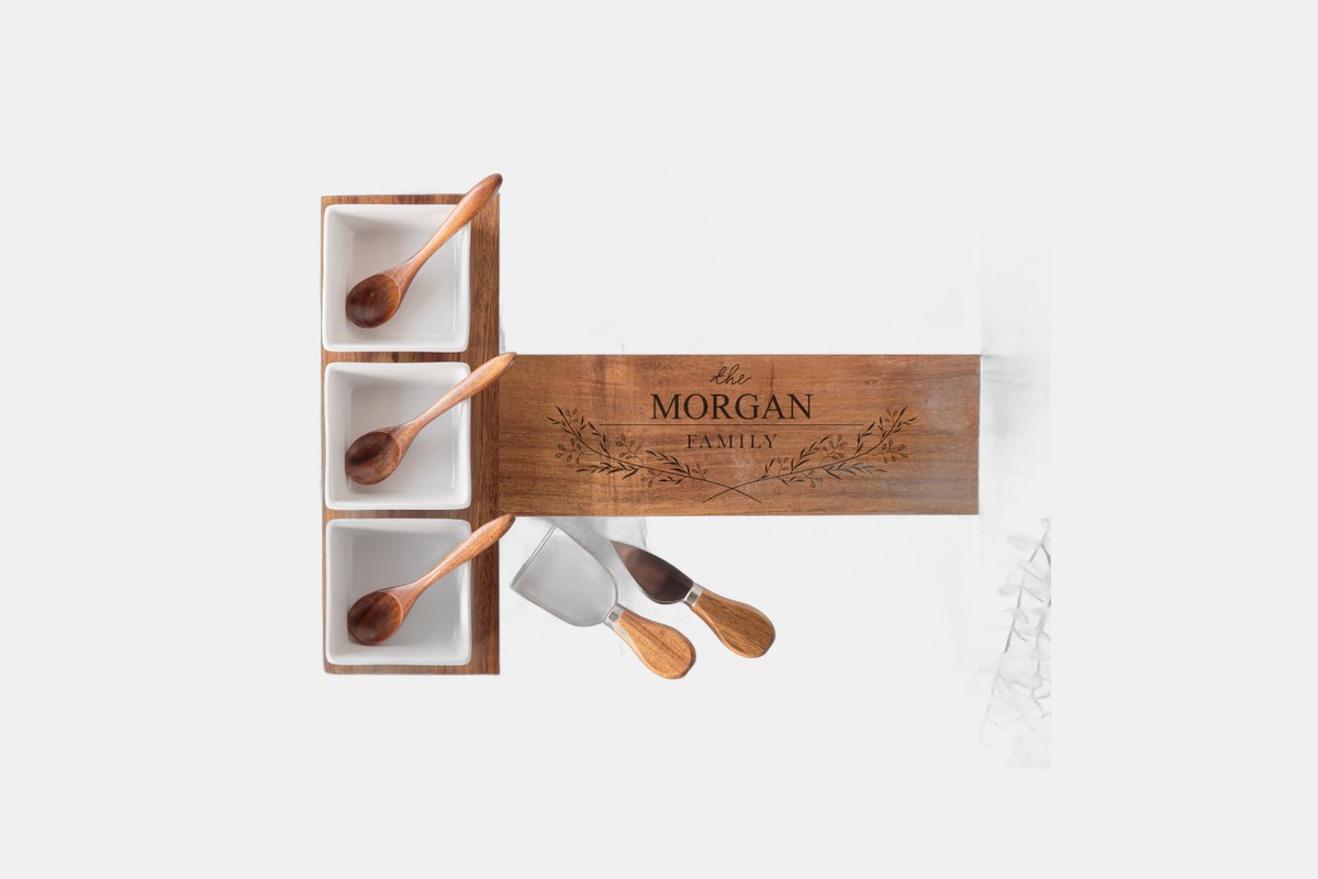 Personalized Wood Marble Serving Platter