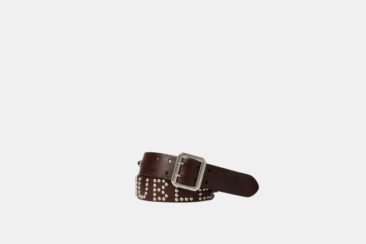 Ralph Lauren Studded-Logo Leather Belt