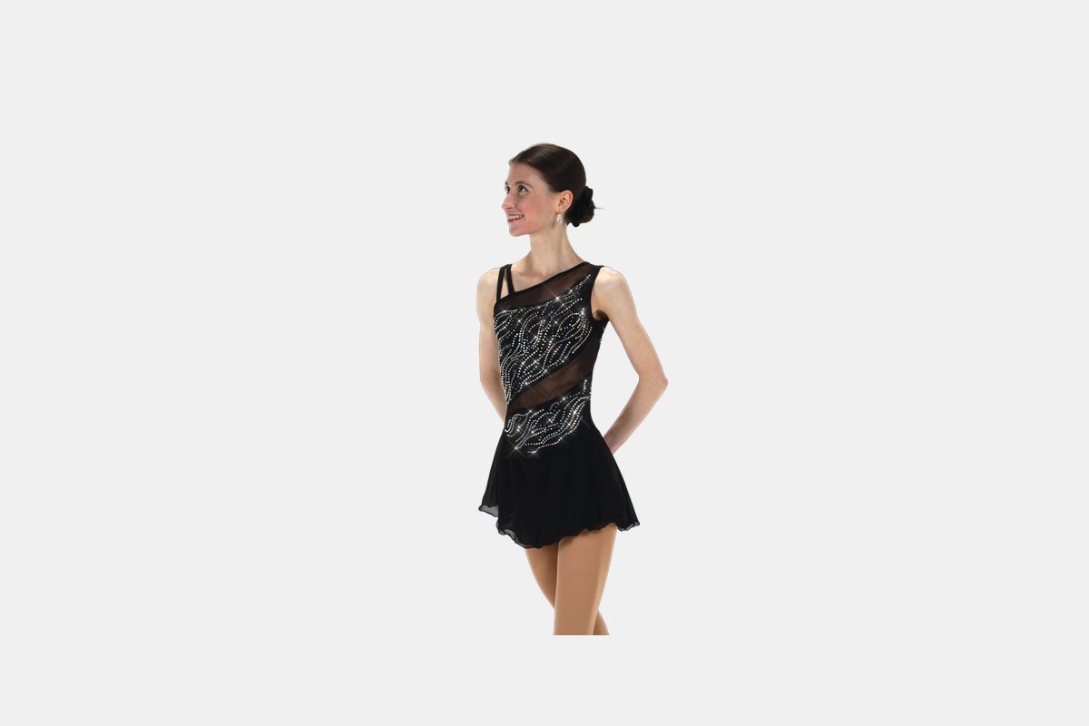 Solitaire Mesh Keyhole Figure Skate Dress Black