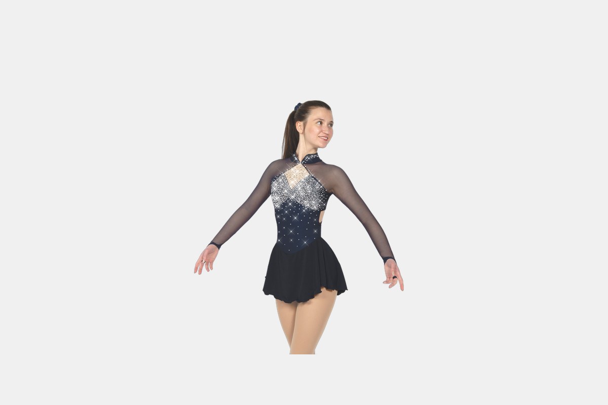 Solitaire Strappy Back Figure Skate Dress Navy