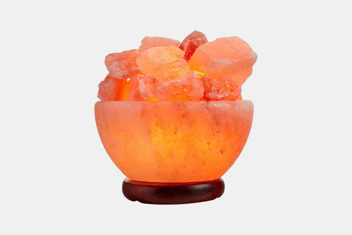 Spantik Himalayan Salt Lamp Bowl with Wood Base