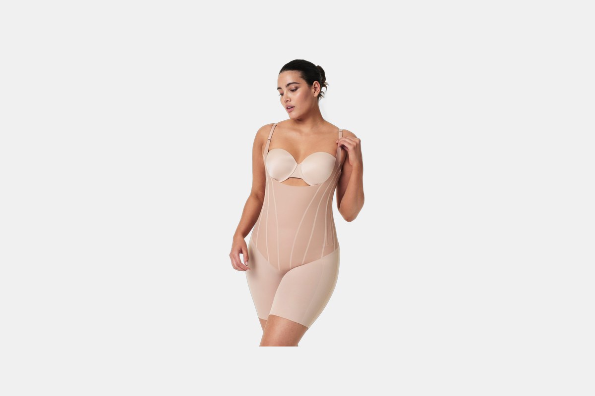 Spanx Supersculpt Open-Bust Mid-Thigh Bodysuit