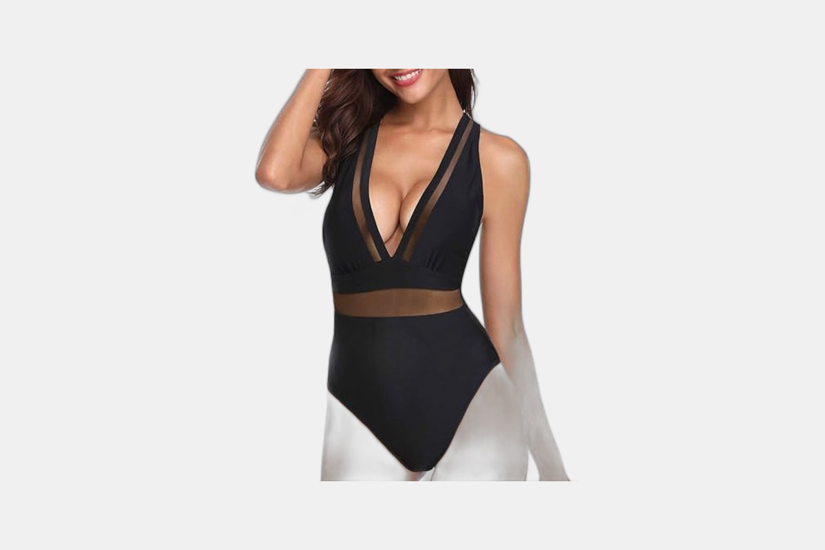 Tempt Me One Piece Plunge Mesh Swimsuit